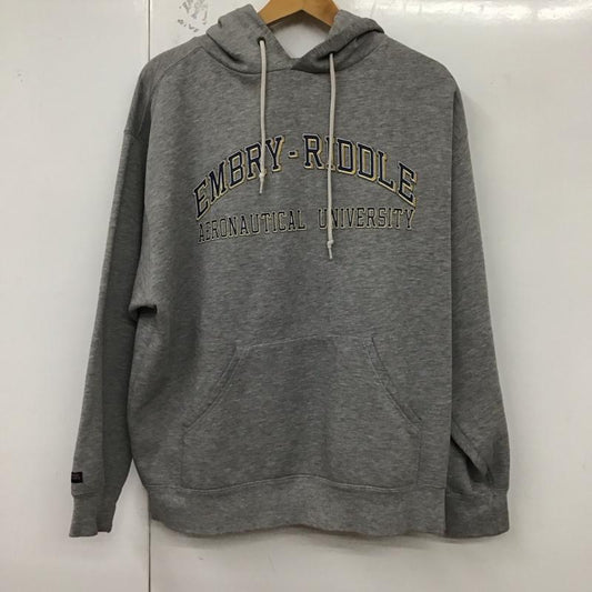 ジャンスポーツ JANSPORT パーカー 長袖 長袖パーカー プルオーバーパーカー スウェット L ロゴ、文字 灰 / グレー /  メンズ USED 古着 中古 10128638