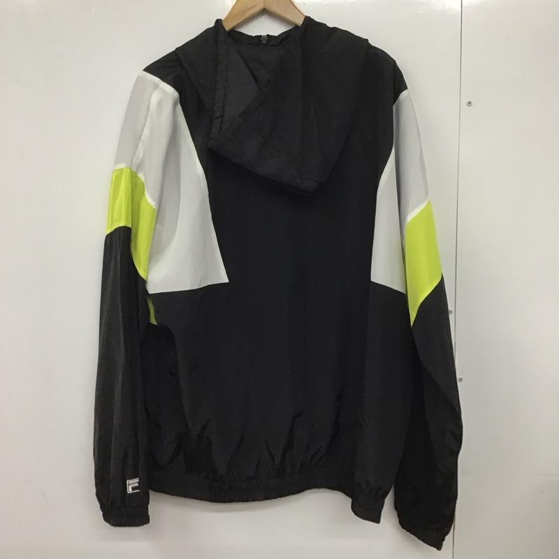 フィラ FILA ジャケット、上着 ジャケット、ブレザー fh7471 バイカラーフードアノラック プルオーバージャケット L ロゴ、文字 白 / ホワイト / X 黒 / ブラック / X 黄 / イエロー /  メンズ USED 古着 中古 10132356