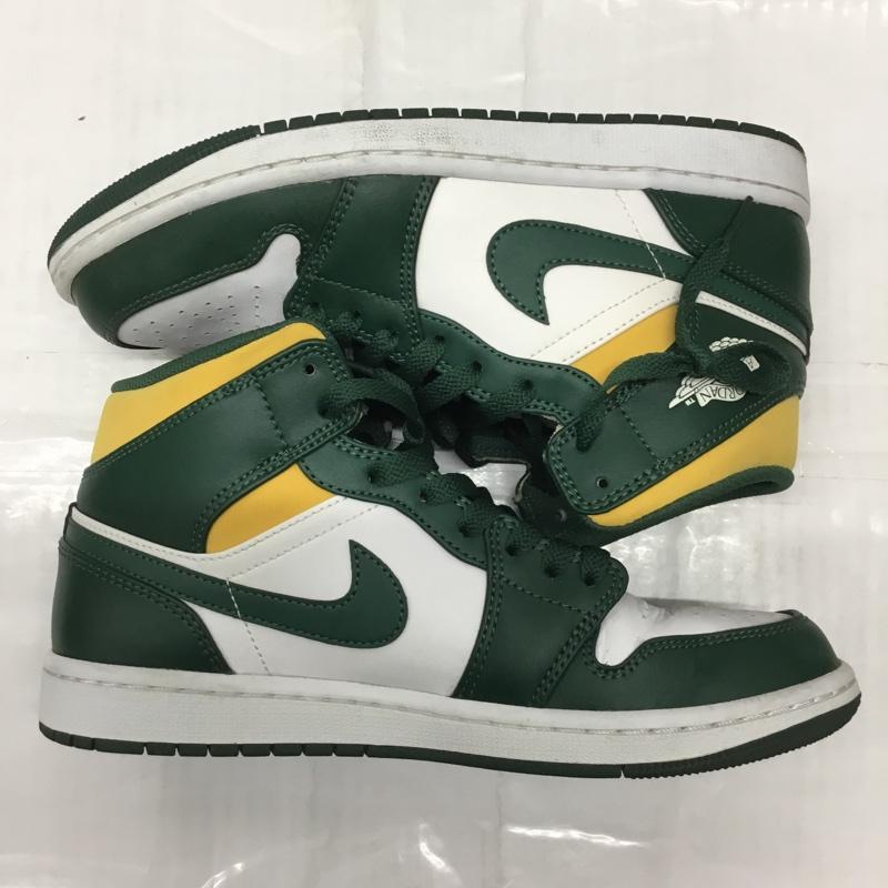 ナイキ NIKE スニーカー スニーカー 554724-371 AIR JORDAN 1 MID 26cm 26.0cm ロゴ、文字 白 / ホワイト / X 緑 / グリーン / X 黄 / イエロー /  メンズ USED 古着 中古 10108072