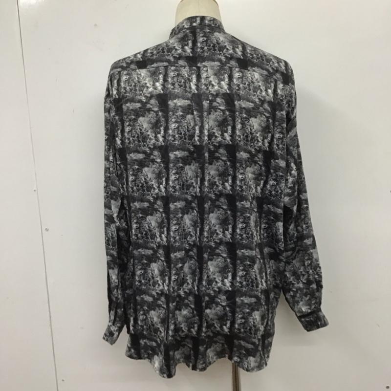 ハレ HARE シャツ、ブラウス 長袖 ha020048tr 長袖シャツ 柄シャツ ノーカラーシャツ プリントシャツ M 総柄 白 / ホワイト / X 黒 / ブラック /  メンズ USED 古着 中古 10106739