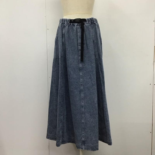 ニコアンド niko and... スカート ロングスカート NKN33501FL フレアスカート デニムスカート ベルト L 無地 青 / ブルー /  レディース USED 古着 中古 10120925