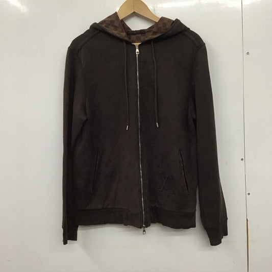 ルイヴィトン LOUIS VUITTON パーカー 長袖 ダミエ ジップアップ S 無地 X 総柄 茶 / ブラウン /  メンズ USED 古着 中古 10139856