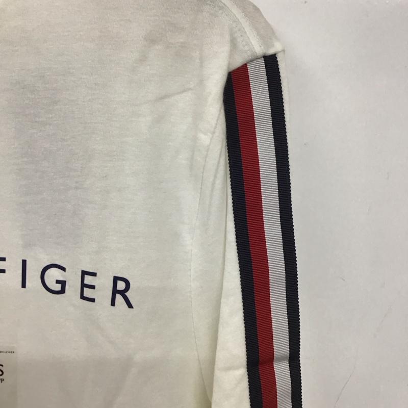 トミーヒルフィガー TOMMY HILFIGER カットソー 長袖 長袖カットソー プリントカットソー クルーネック S ロゴ、文字 白 / ホワイト /  メンズ USED 古着 中古 10132568