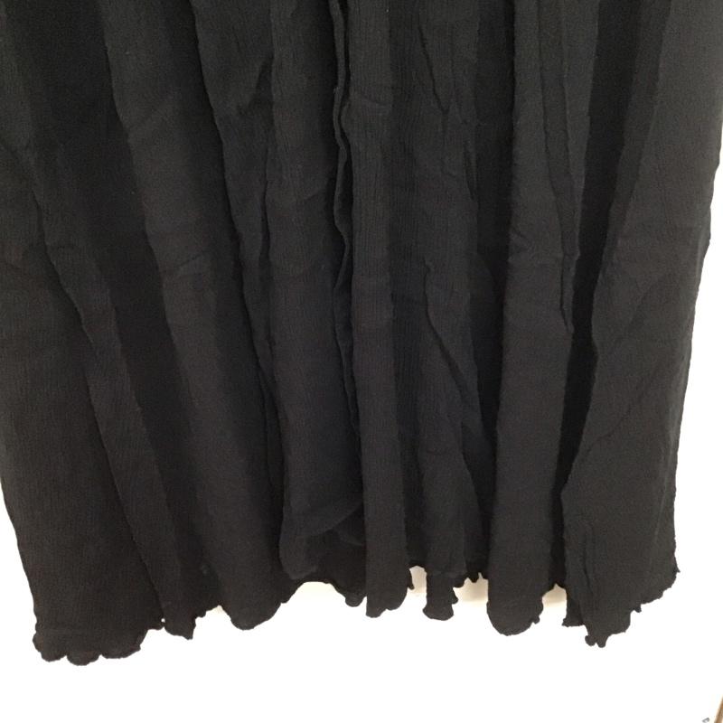 ミラオーウェン Mila Owen ワンピース ロングスカート 長袖ロングワンピース ノーカラーシャツワンピース フレアスカート フロントボタン 0 無地 黒 / ブラック /  レディース USED 古着 中古 10142045