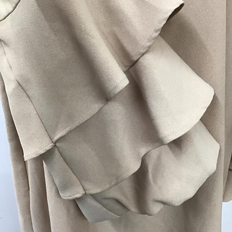 ザラベーシック ZARA BASIC ワンピース ひざ丈スカート 長袖ワンピース フレアワンピース 袖フリル L 無地 ベージュ / ベージュ /  レディース USED 古着 中古 10117988