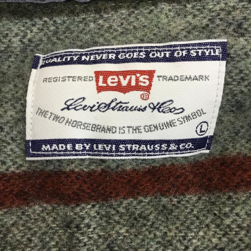 リーバイス Levi s シャツ、ブラウス 長袖 54762-59 90s L ボーダー柄 緑 / グリーン / X 橙 / オレンジ /  メンズ USED 古着 中古 10143569