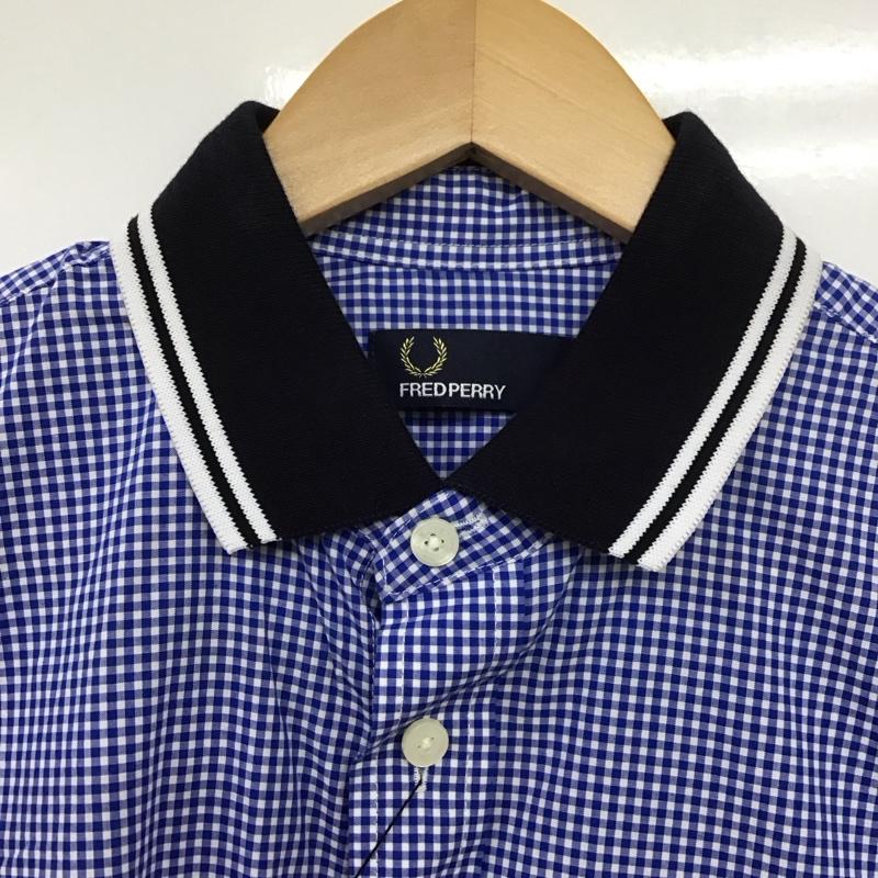 フレッドペリー FRED PERRY シャツ、ブラウス 半袖 半袖シャツ チェックシャツ カラーシャツ S チェック 白 / ホワイト / X 青 / ブルー /  メンズ USED 古着 中古 10130126