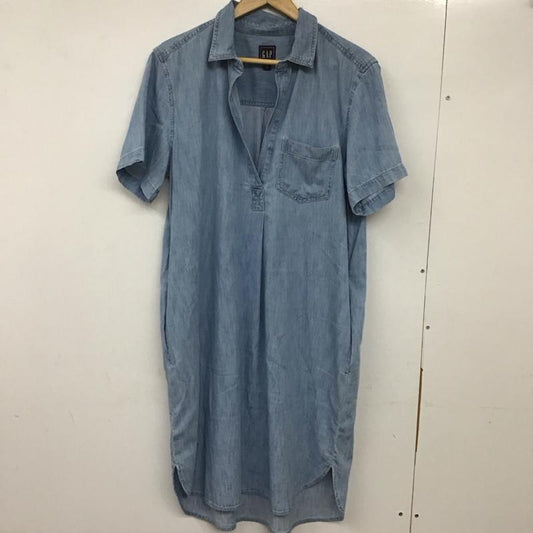 ギャップ GAP ワンピース ひざ丈スカート M 無地 水色 / ライトブルー /  レディース USED 古着 中古 10134198