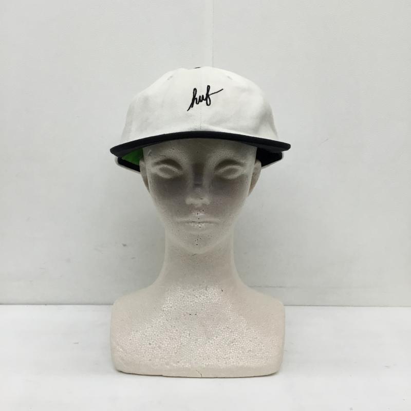 ハフ HUF 帽子 キャップ FORMLESS SCRIPT 6 PANEL ロゴ、文字 白 / ホワイト / X 黒 / ブラック /  メンズ USED 古着 中古 10130866