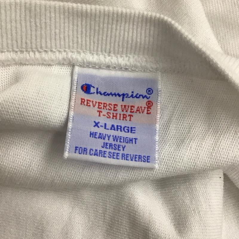 チャンピオン Champion カットソー 長袖 c3-r404 リバースウィーブ袖アップリケ長袖Tシャツ プリントTシャツ XL ロゴ、文字 白 / ホワイト /  メンズ USED 古着 中古 10127350