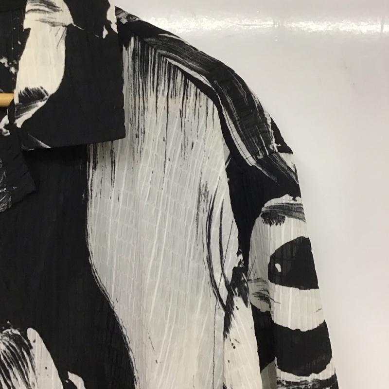 ザラ ZARA シャツ、ブラウス 半袖 半袖シャツ 総柄シャツ XL プリント 白 / ホワイト / X 黒 / ブラック /  メンズ USED 古着 中古 10130660