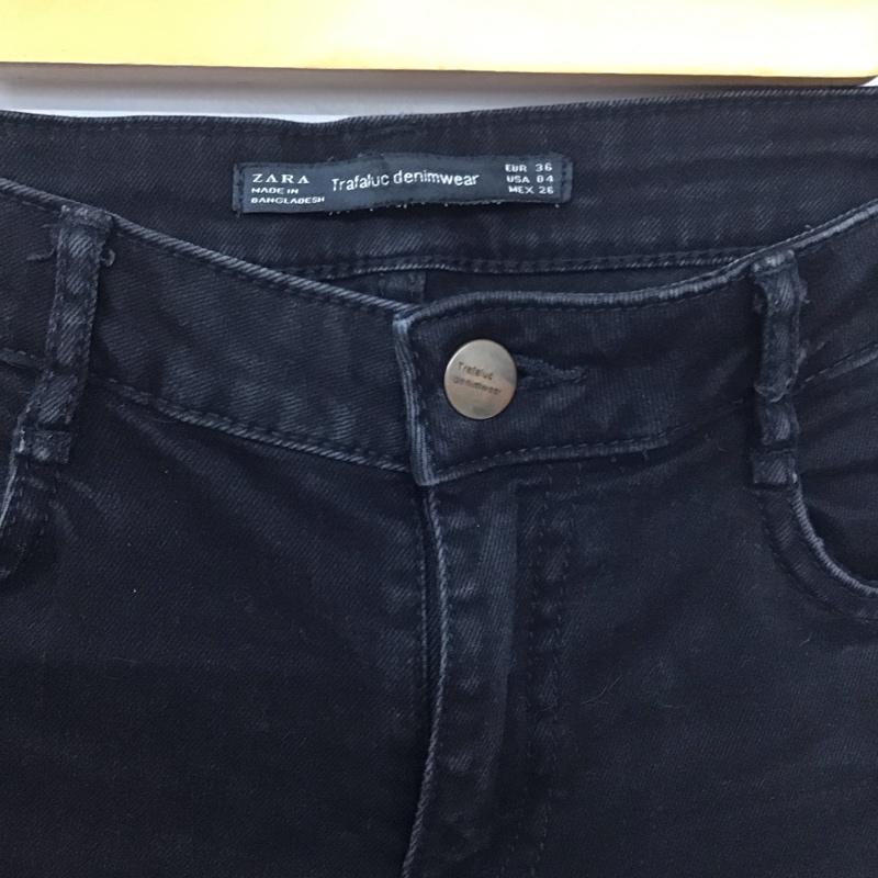 ザラ ZARA パンツ デニム、ジーンズ スキニー ストレッチ 36 無地 黒 / ブラック /  レディース USED 古着 中古 10139603
