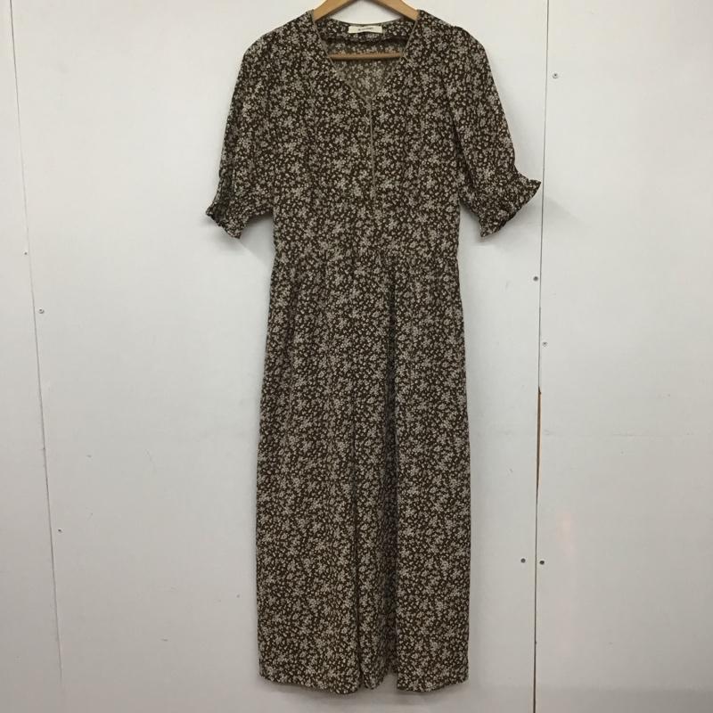 ダブルクローゼット w closet ワンピース ロングスカート Vネック 半袖 花柄 茶 / ブラウン /  レディース USED 古着 中古 10145962