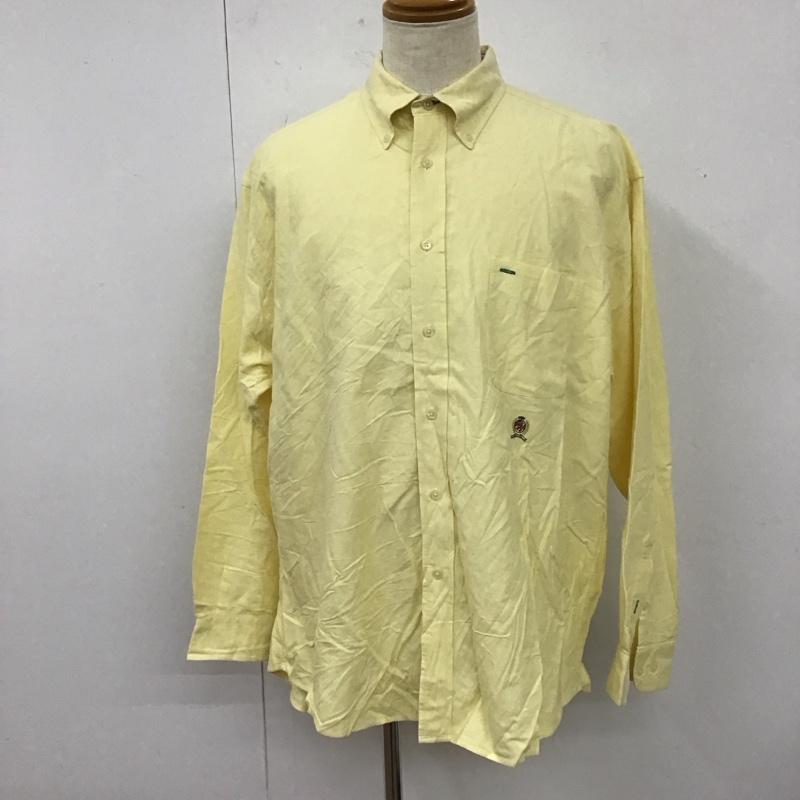 トミーヒルフィガー TOMMY HILFIGER シャツ、ブラウス 長袖 長袖シャツ カラーシャツ ポケットシャツ 長袖カットソー XL ロゴ、文字 黄 / イエロー /  メンズ USED 古着 中古 10113002