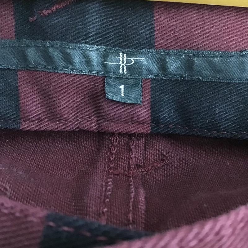 ノーアイディ NO ID. パンツ デニム、ジーンズ デニムジーンズ チェッカージーンズ スリムパンツ 1 チェック 黒 / ブラック / X えんじ / ワインレッド /  メンズ USED 古着 中古 10105590