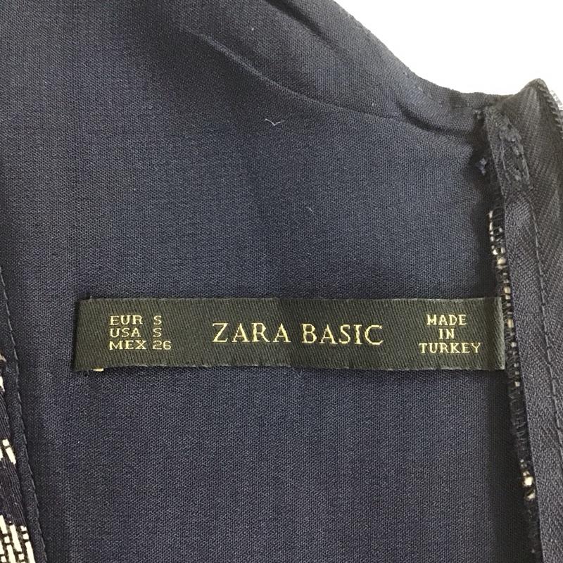 ザラ ZARA ワンピース ひざ丈スカート ノースリーブワンピース ひざ丈ワンピース 総柄 総柄 白 / ホワイト / X 紺 / ネイビー /  レディース USED 古着 中古 10113051