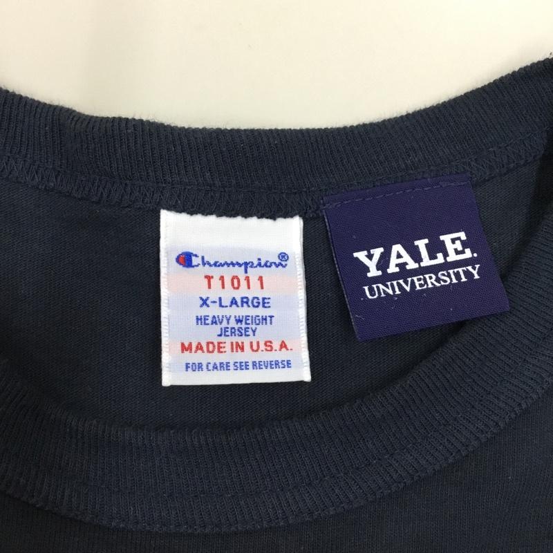 チャンピオン Champion Tシャツ 半袖 C5-P301 半袖カットソー プリントTシャツ クルーネックカットソー XL 無地 紺 / ネイビー /  メンズ USED 古着 中古 10117521
