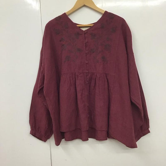 サマンサモスモス Samansa Mos2 シャツ、ブラウス 長袖 SKB-1710474 FREE 刺繍 えんじ / ワインレッド /  レディース USED 古着 中古 10130201