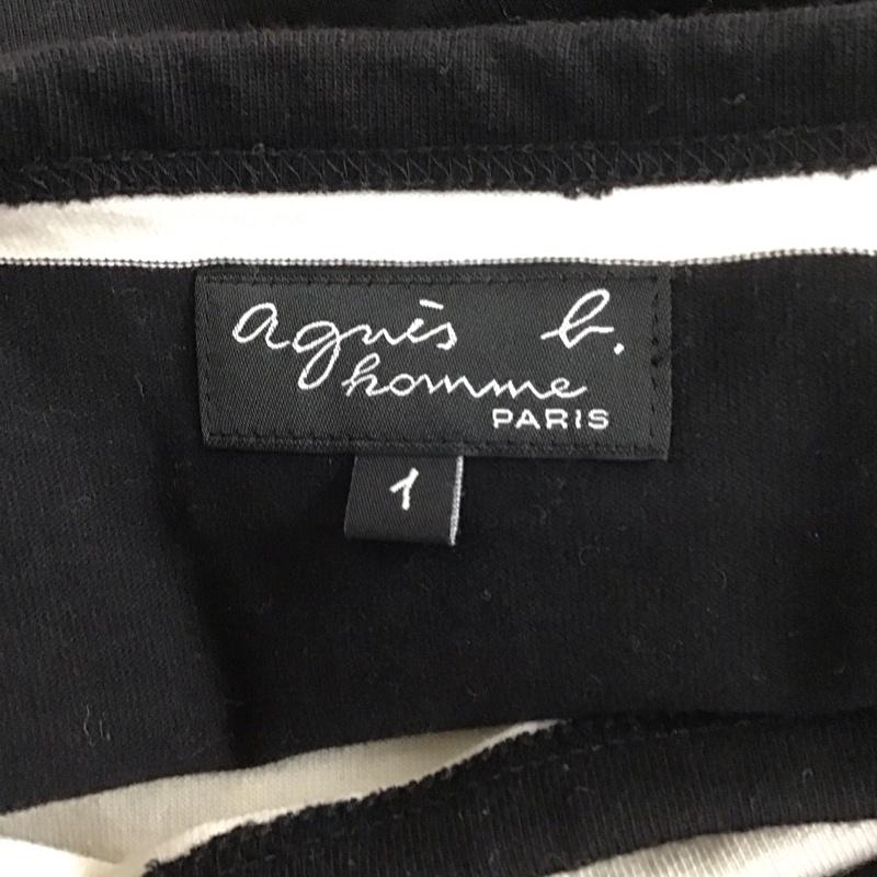 アニエス・ベー agnes b. Tシャツ 半袖 8807j019 太ボーダーTシャツ ボーダー柄 白 / ホワイト / X 黒 / ブラック /  メンズ USED 古着 中古 10111996