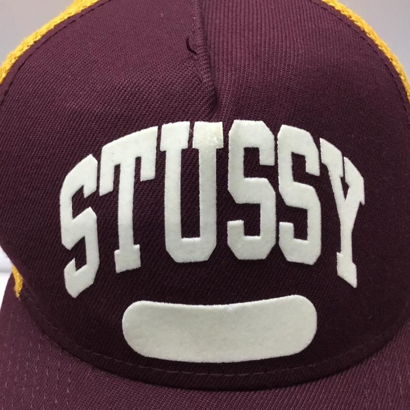 ステューシー STUSSY 帽子 キャップ メッシュキャップ ロゴ、文字 橙 / オレンジ / X ボルドー / ボルドー /  メンズ USED 古着 中古 10108552