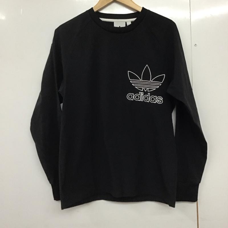 アディダス adidas カットソー 長袖 dx3860 スウェット 長袖トレーナー M ロゴ、文字 黒 / ブラック /  メンズ USED 古着 中古 10144553