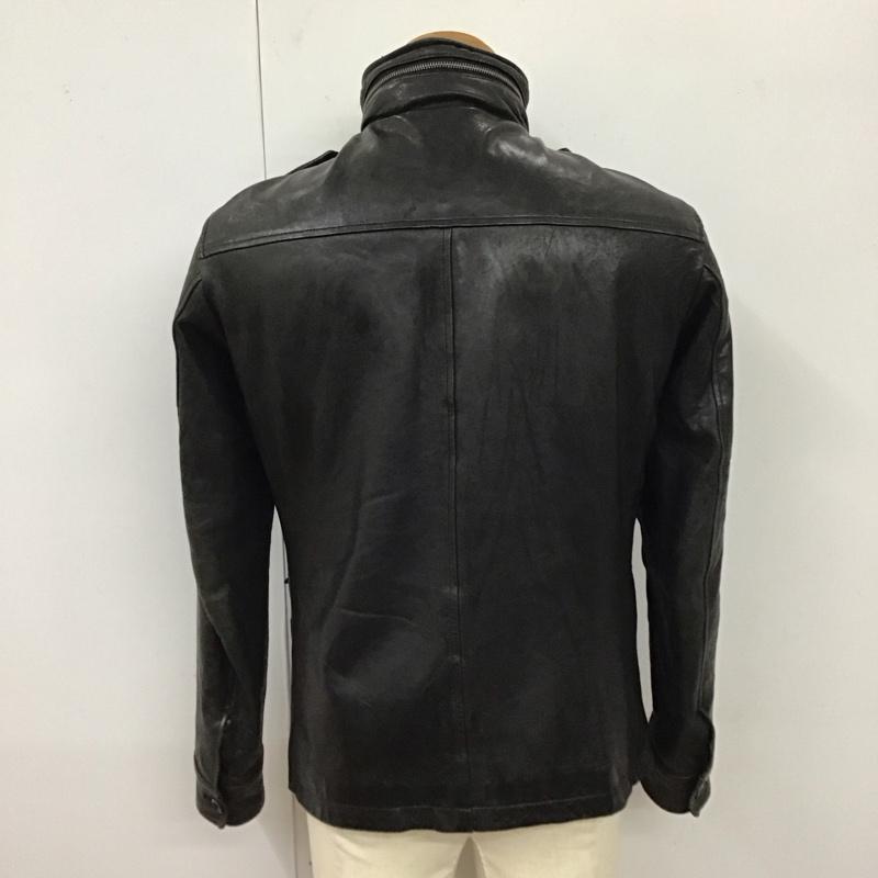 ポールスミス Paul Smith ジャケット、上着 レザージャケット ラムレザージャケット カラージャケット ジップアップジャケット M 無地 黒 / ブラック /  メンズ USED 古着 中古 10118287