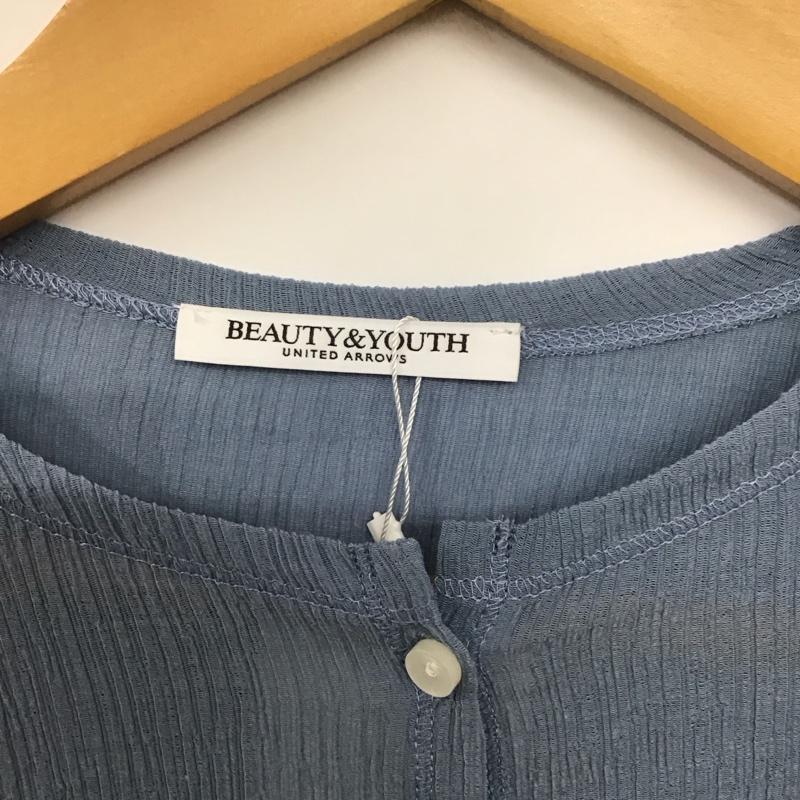 ビューティアンドユースユナイテッドアローズ BEAUTY&YOUTH UNITED ARROWS カーディガン 長袖 1627-222-0403 クレープ クルーネックカーディガン FREE 無地 水色 / ライトブルー /  レディース USED 古着 中古 10139339