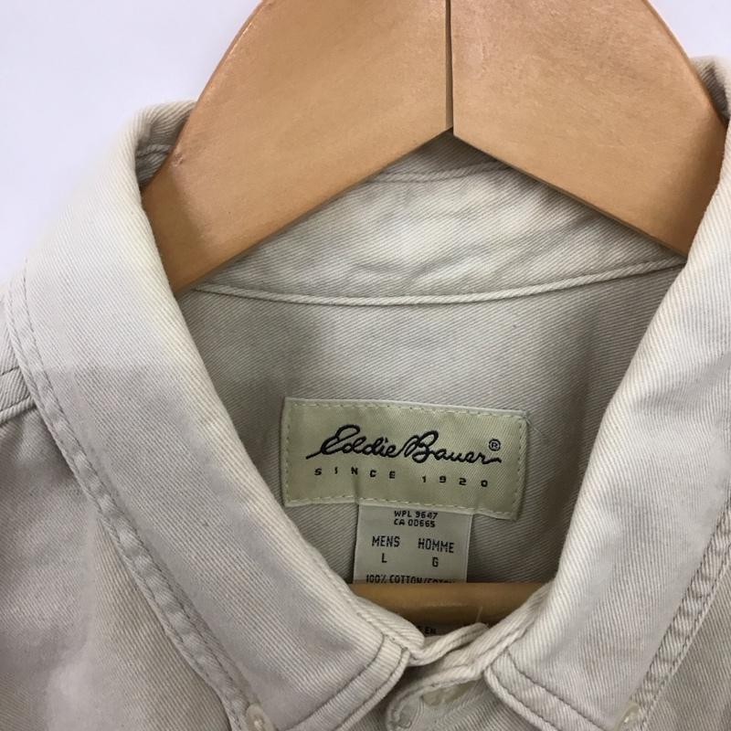 エディーバウアー Eddie Bauer シャツ、ブラウス 半袖 半袖シャツ 無地シャツ ポケットシャツ 90s 白タグ L 無地 ベージュ / ベージュ /  メンズ USED 古着 中古 10134698