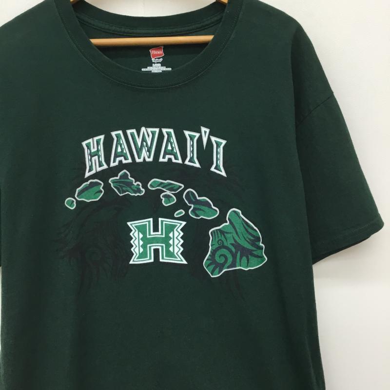 ヘインズ HANES Tシャツ 半袖 L ロゴ、文字 緑 / グリーン /  メンズ USED 古着 中古 10134377