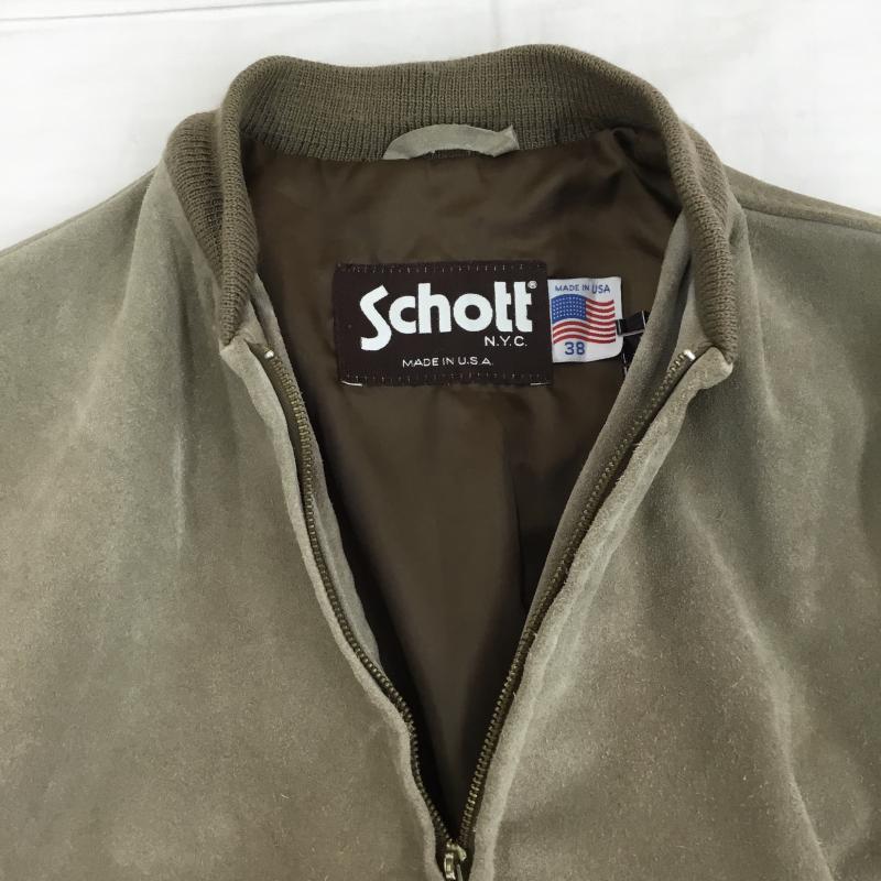 ショット schott ジャケット、上着 レザージャケット スウェード　レザージャケット 38 無地 ベージュ / ベージュ / X 茶 / ブラウン /  メンズ USED 古着 中古 10138775