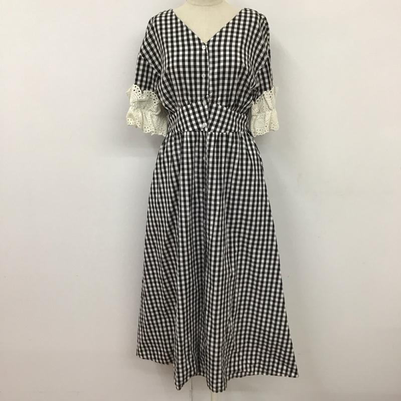 ダズリン dazzlin ワンピース ロングスカート 022220300601-01 スリーブコットンシャツワンピース FREE チェック 白 / ホワイト / X 黒 / ブラック /  レディース USED 古着 中古 10113069