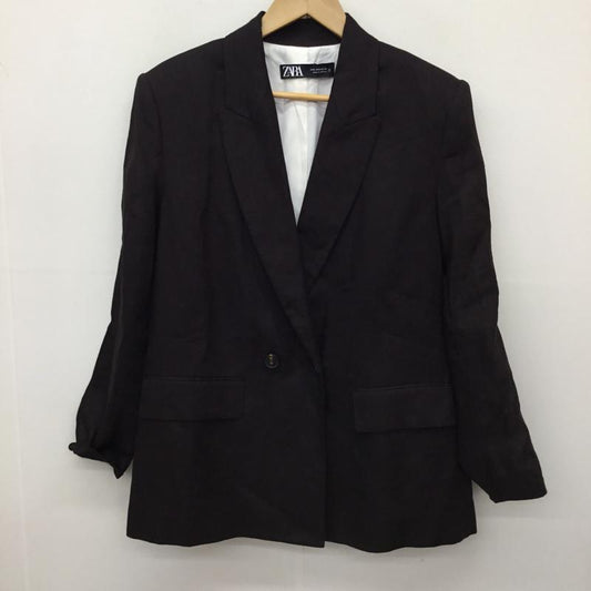 ザラ ZARA ジャケット、上着 ジャケット、ブレザー M 無地 茶 / ブラウン /  レディース USED 古着 中古 10138281