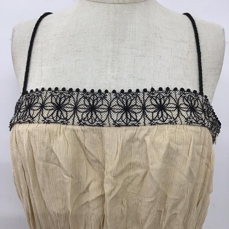 ザラベーシック ZARA BASIC ワンピース ひざ丈スカート 3633 057 070 ギャザー S 刺繍 黒 / ブラック / X ベージュ / ベージュ /  レディース USED 古着 中古 10123081