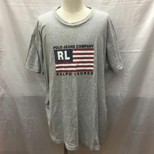 ポロジーンズ Polo Jeans Co. Tシャツ 半袖 半袖カットソー プリントTシャツ クルーネックカットソー L ロゴ、文字 灰 / グレー /  メンズ USED 古着 中古 10118690