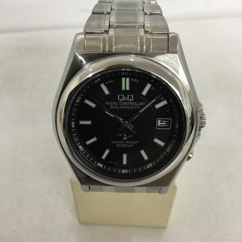 キューアンドキューバイシチズン Q&Q BY CITIZEN 腕時計 アナログ（クォーツ式） HR15 SOLARMATE 電波時計 ソーラー ロゴ、文字 銀 / シルバー /  メンズ USED 古着 中古 10146908