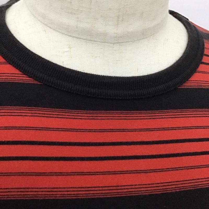 クーティー COOTIE Tシャツ 半袖 半袖カットソー プリントTシャツ クルーネックカットソー L ボーダー柄 黒 / ブラック / X 赤 / レッド /  メンズ USED 古着 中古 10113142