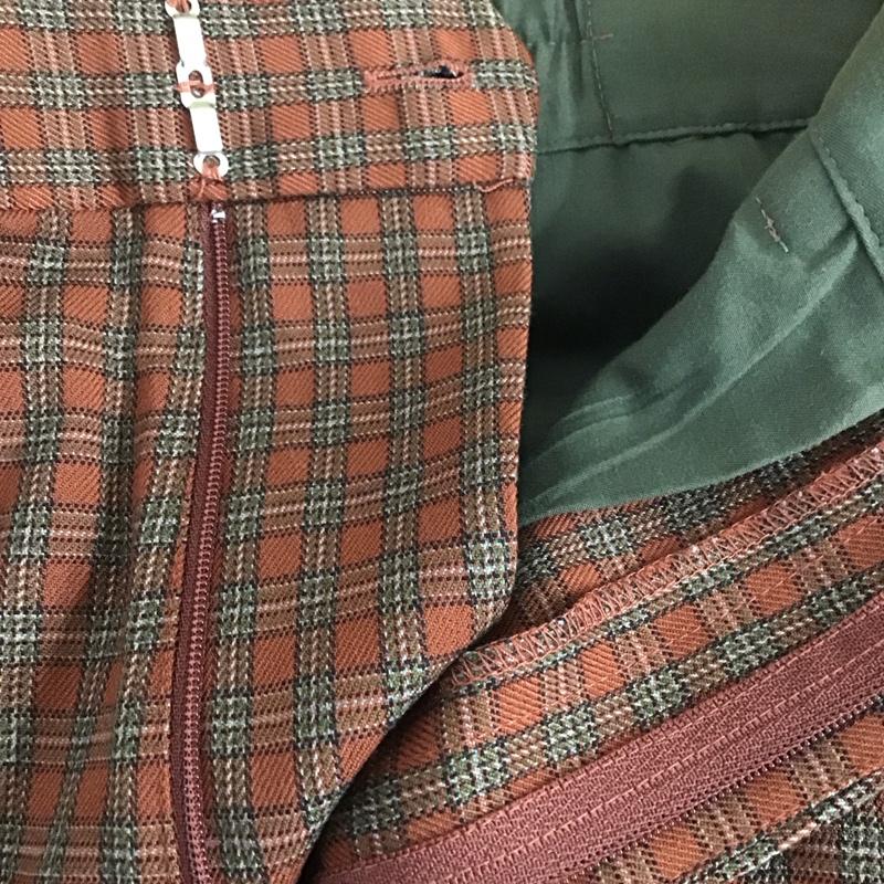 ミルクフェド MILKFED. パンツ スラックス 103223031009 PLAID INVERTED BOX PLEAT PANTS M チェック 橙 / オレンジ /  レディース USED 古着 中古 10134235