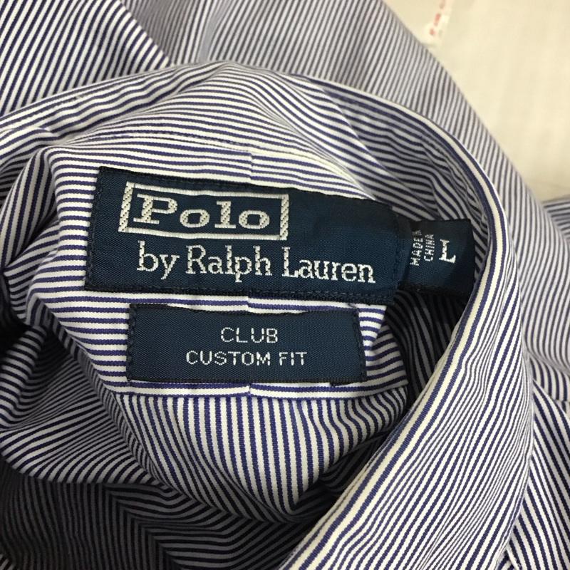 ポロバイラルフローレン Polo by RALPH LAUREN シャツ、ブラウス 長袖 長袖シャツ カラーシャツ ストライプシャツ 長袖カットソー L ストライプ 白 / ホワイト / X 青 / ブルー /  メンズ USED 古着 中古 10112805
