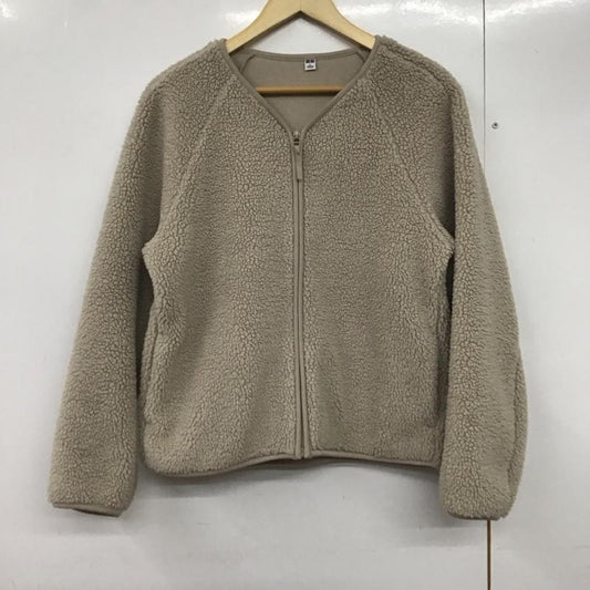 ユニクロ UNIQLO カーディガン 長袖 241-439140  ソフトボアフリースVネックカーディガン L 無地 ベージュ / ベージュ /  レディース USED 古着 中古 10141281