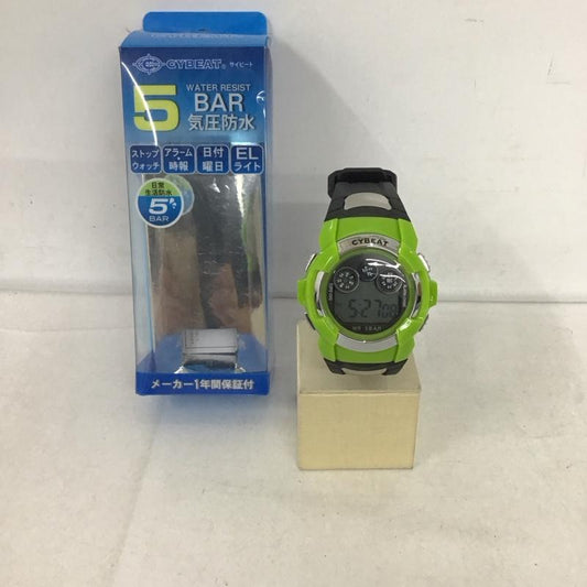 古着 USED 腕時計 デジタル CYBEAT PKG-1411RM 気圧防水 ストップウォッチ ロゴ、文字 黒 / ブラック / X 薄緑 / ライトグリーン /  メンズ USED 古着 中古 10134079