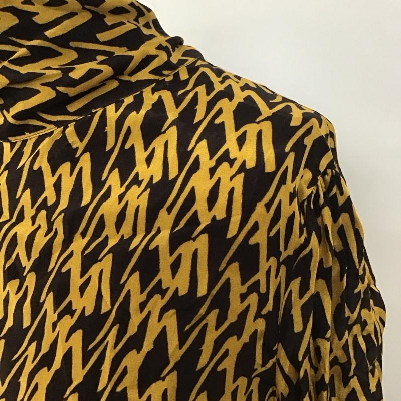 ザラ ZARA ワンピース ロングスカート 長袖ロングワンピース タートルネック シャツワンピース S 総柄 茶 / ブラウン / X 黄 / イエロー /  レディース USED 古着 中古 10110271