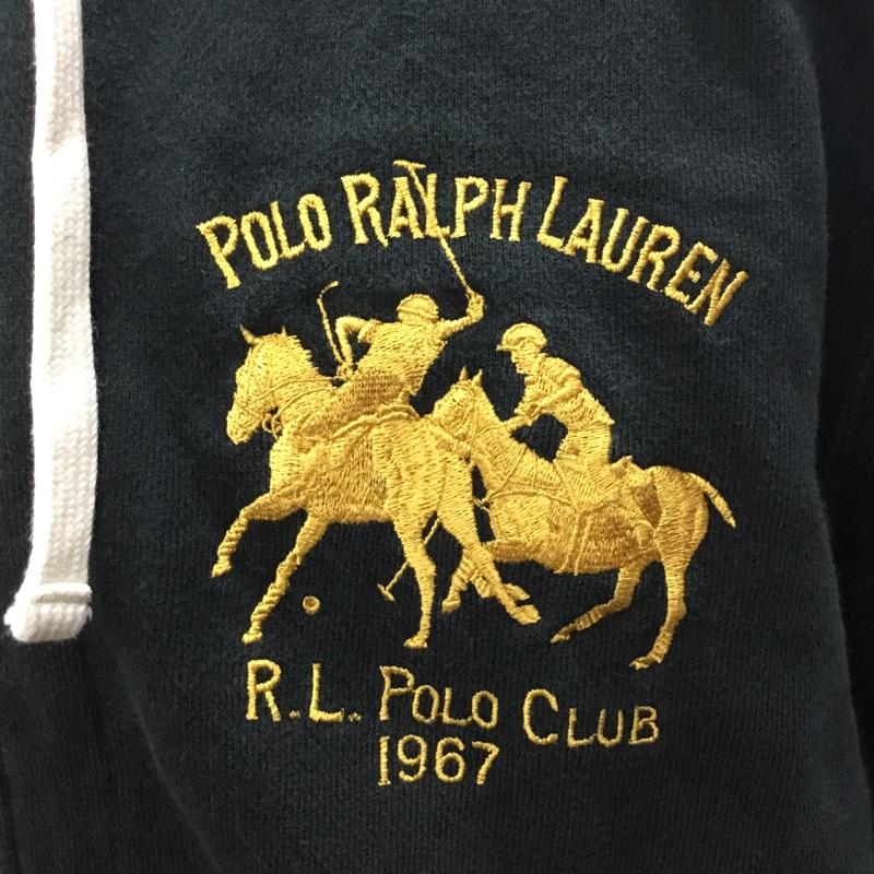 ポロバイラルフローレン Polo by RALPH LAUREN パーカー 長袖 ジップアップパーカー 長袖パーカー フード付きパーカー LL ロゴ、文字 黒 / ブラック /  メンズ USED 古着 中古 10115761