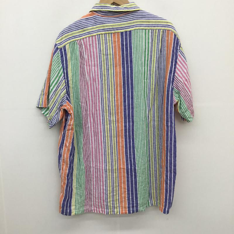 ポロラルフローレン POLO RALPH LAUREN シャツ、ブラウス 半袖 L ストライプ X ワンポイント 白 / ホワイト / X 青 / ブルー / X 桃 / ピンク / X 緑 / グリーン /  メンズ USED 古着 中古 10129013