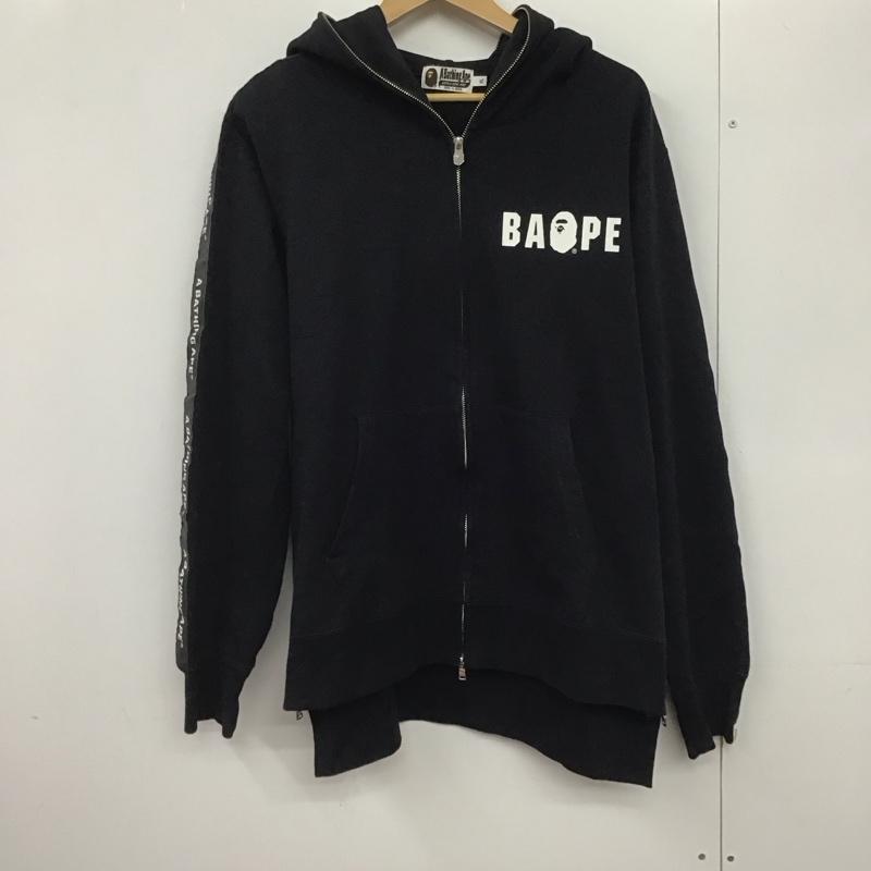 アベイシングエイプ A BATHING APE パーカー 長袖 長袖パーカー ジップアップパーカー スウェット XL ロゴ、文字 黒 / ブラック /  メンズ USED 古着 中古 10145898