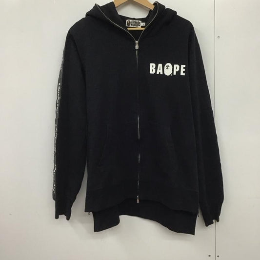 アベイシングエイプ A BATHING APE パーカー 長袖 長袖パーカー ジップアップパーカー スウェット XL ロゴ、文字 黒 / ブラック /  メンズ USED 古着 中古 10145898