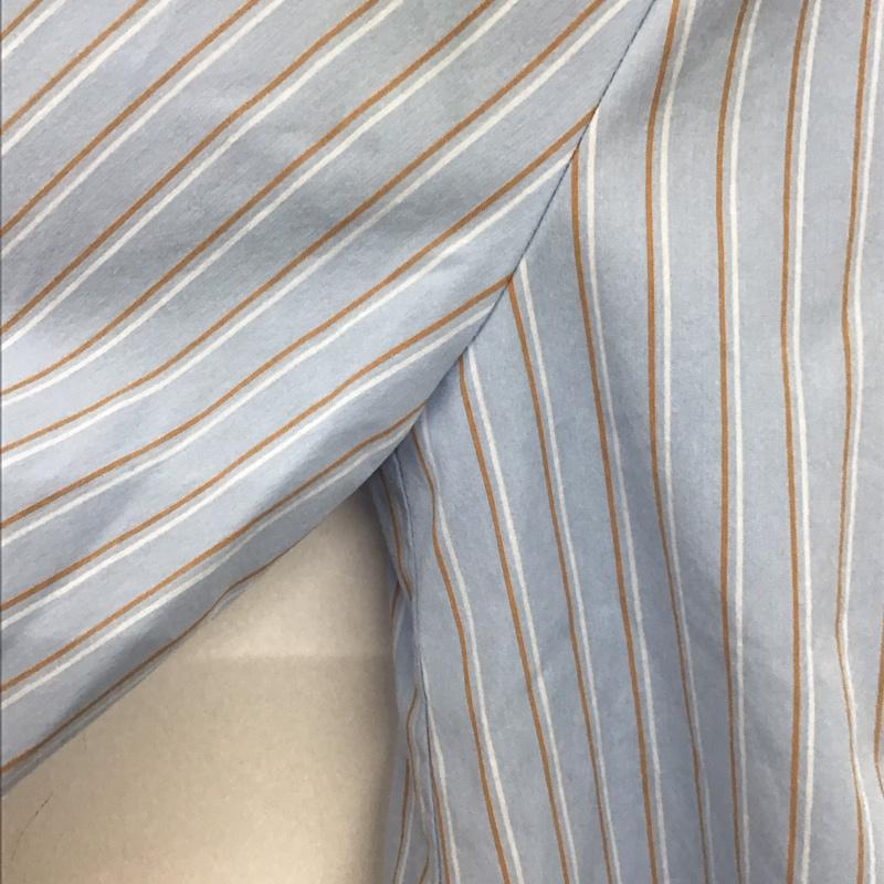 ユナイテッドアローズグリーンレーベルリラクシング UNITED ARROWS green label relaxing シャツ、ブラウス 長袖 3511-199-1268 CS コットン /N ブロード スタンド ギャザー ブラウス ストライプ 水色 / ライトブルー /  レディース USED 古着 中古 10136483