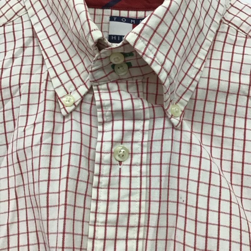 トミーヒルフィガー TOMMY HILFIGER シャツ、ブラウス 長袖 長袖シャツ チェックシャツ カラーシャツ ボタンダウンシャツ M チェック 白 / ホワイト / X 赤 / レッド /  メンズ USED 古着 中古 10148097