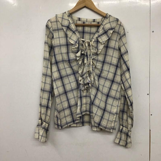 フリークスストア FREAK S STORE シャツ、ブラウス 長袖 1100248902147 スプリング チェックフリルブラウス FREE チェック アイボリー / アイボリー / X 青 / ブルー / X 黒 / ブラック /  レディース USED 古着 中古 10138506