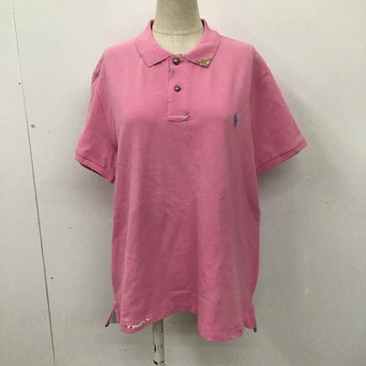 ポロラルフローレン POLO RALPH LAUREN ポロシャツ 半袖 211843252001 鹿の子 ビーズ 刺繍 XL ワンポイント 桃 / ピンク /  レディース USED 古着 中古 10108285