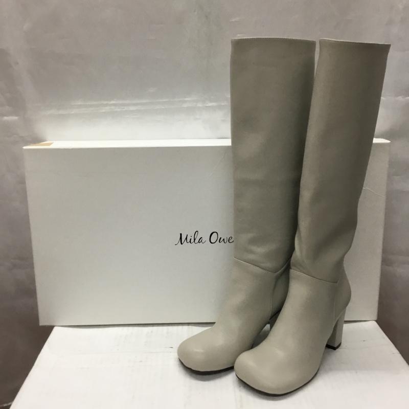 ミラオーウェン Mila Owen ブーツ ロングブーツ 09WGS214538 ラウンドロングブーツ 箱有 36 無地 灰 / グレー /  レディース USED 古着 中古 10106874